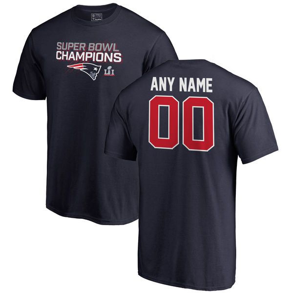 Men New England Patriots NFL Pro Line by Fanatics Branded Navy Super Bowl LI Champions Custom T-Shirt->nfl t-shirts->Sports Accessory